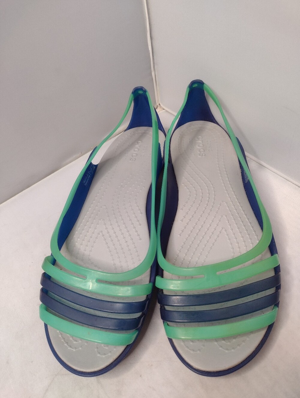 Crocs Isabella Huarache Womens Size 9 Blue Strappy Jelly Green Sandals Y
